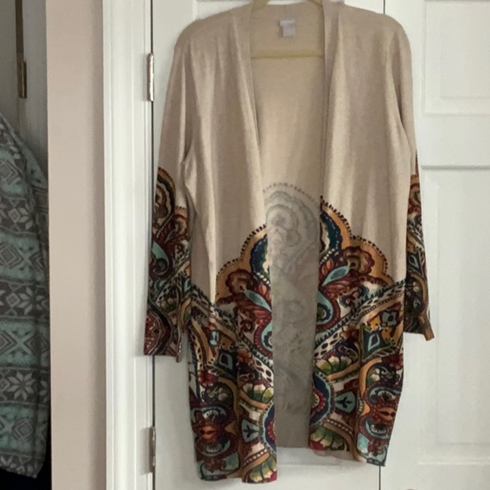 Chicos duster sweater floral print size 3
